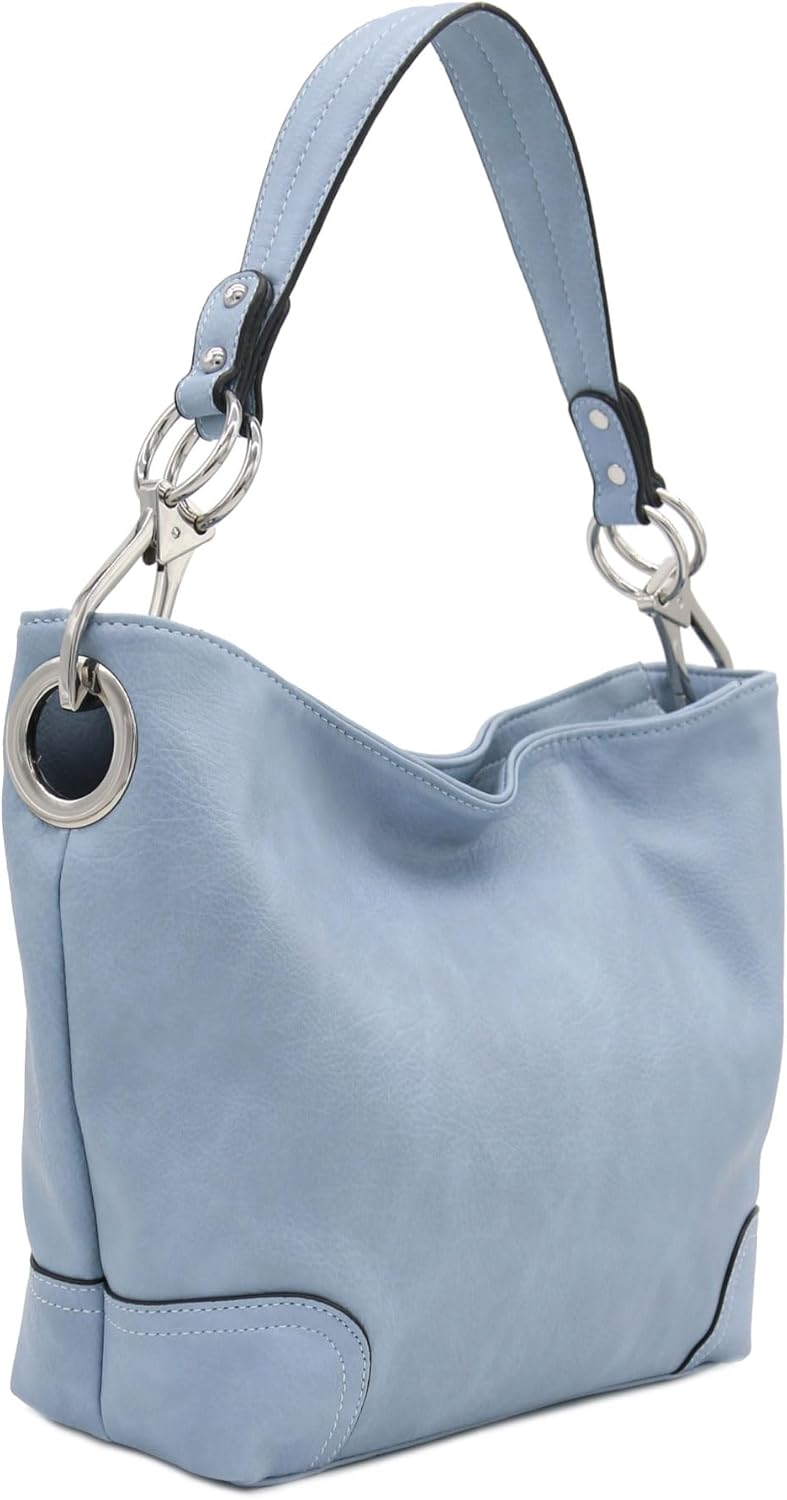 Alyssa Hobo Shoulder Bag with Big Snap Hook Hardware - Image 1